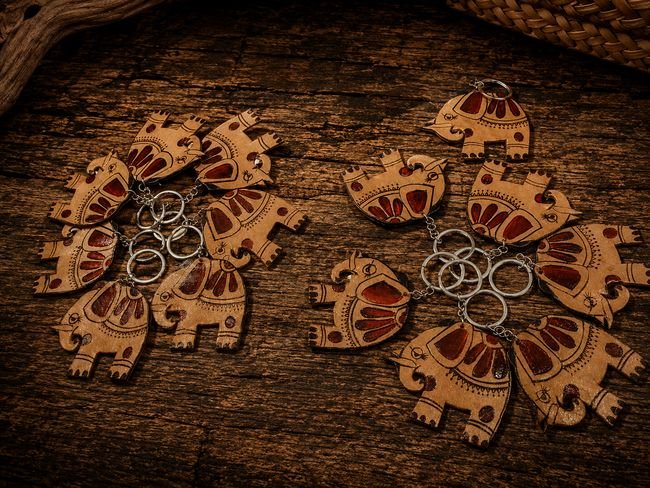 Leather Elephant Key Tag