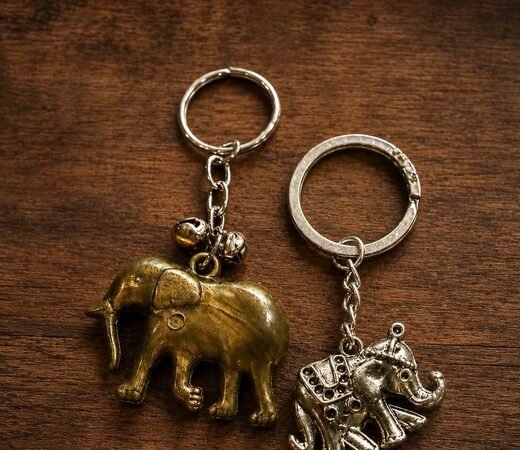 Metal Elephant Key Tag