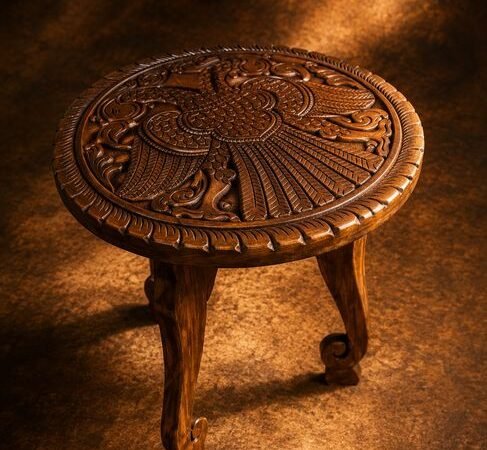 Carved Wooden Coffee Stool