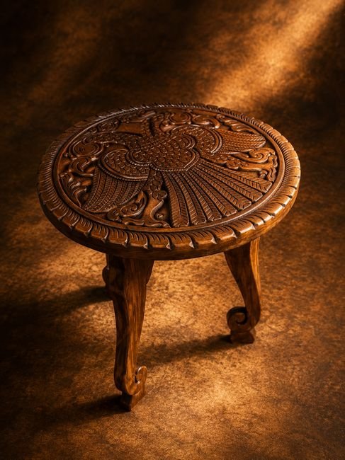 Carved Wooden Coffee Stool