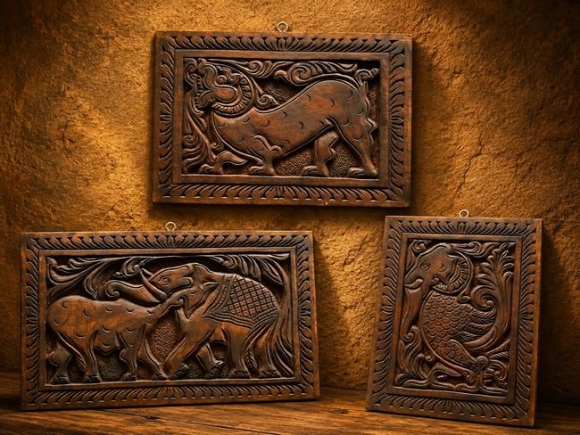 Carved Wooden Wall Plaque IV